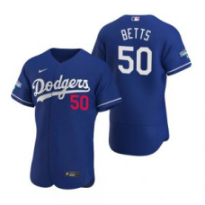 Los Angeles Dodgers #50 Mookie Betts Royal 2020 World Series Champions Jersey