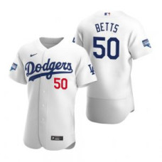 Los Angeles Dodgers #50 Mookie Betts White 2020 World Series Champions Jersey
