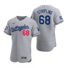 Los Angeles Dodgers #68 Ross Stripling Gray 2020 World Series Champions Road Jersey