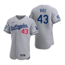 Los Angeles Dodgers #43 Edwin Rios Gray 2020 World Series Champions Jersey