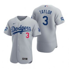 Los Angeles Dodgers #3 Chris Taylor Gray 2020 World Series Champions Jersey