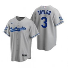 Los Angeles Dodgers #3 Chris Taylor Gray 2020 World Series Champions Road Replica Jersey