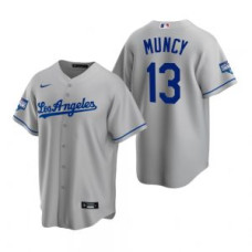 Los Angeles Dodgers #13 Max Muncy Gray 2020 World Series Champions Road Replica Jersey