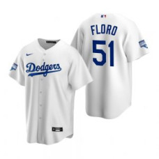 Los Angeles Dodgers #51 Dylan Floro White 2020 World Series Champions Replica Jersey