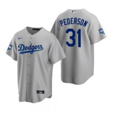 Los Angeles Dodgers #31 Joc Pederson Gray 2020 World Series Champions Replica Jersey