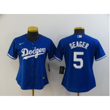 Women's Los Angeles Dodgers #5 Corey Seager Blue Stitched Cool Base Jersey