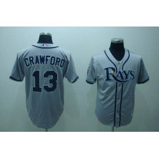Tampa Bay Rays #13 Carl Crawford Gray Road Stitched Majestic Cool Base Jersey