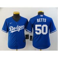 Youth Los Angeles Dodgers #50 Mookie Betts Blue Stitched Cool Base Jersey