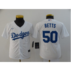 Youth Los Angeles Dodgers #50 Mookie Betts White Stitched Cool Base Jersey