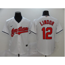Cleveland Indians #12 Francisco Lindor White Stitched Cool Base Jersey