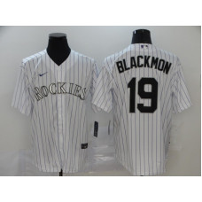 Colorado Rockies #19 Charlie Blackmon White Stitched Cool Base Jersey