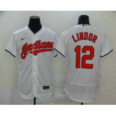 Cleveland Indians #12 Francisco Lindor White Stitched Flex Base Jersey