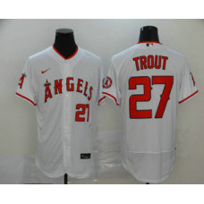 Los Angeles Angels #27 Mike Trout White Stitched Flex Base Jersey
