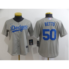 Women's Los Angeles Dodgers #50 Mookie Betts Gray Stitched Cool Base Jersey