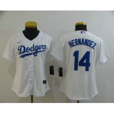 Women's Los Angeles Dodgers #14 Enrique Hernandez White Stitched Cool Base Jersey