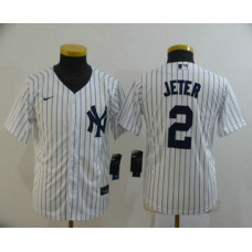 Youth New York Yankees #2 Derek Jeter White Home Stitched Cool Base Jersey