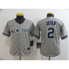 Youth New York Yankees #2 Derek Jeter Gray Stitched Cool Base Jersey