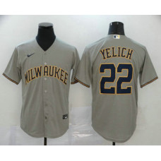 Milwaukee Brewers #22 Christian Yelich Gray Stitched Cool Base Jersey