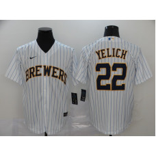 Milwaukee Brewers #22 Christian Yelich White Stitched Cool Base Jersey