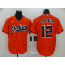 Cleveland Indians #12 Francisco Lindor Orange Stitched Cool Base Jersey