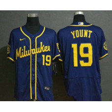 Milwaukee Brewers #19 Robin Yount Navy Blue Stitched Flex Base Jersey