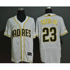 San Diego Padres #23 Fernando Tatis Jr. White Golden Stitched Flex Base Jersey