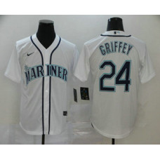 Seattle Mariners #24 Ken Griffey Jr. White Stitched Cool Base Jersey