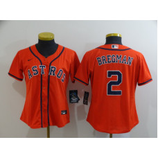 Women's Houston Astros #2 Alex Bregman Orange Stitched Cool Base Jersey