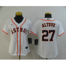 Women's Houston Astros #27 Jose Altuve White Stitched Cool Base Jersey