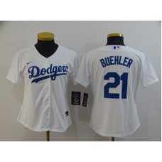 Women's Los Angeles Dodgers #21 Walker Buehler White Stitched Cool Base Jersey