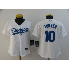 Women's Los Angeles Dodgers #10 Justin Turner White Stitched Cool Base Jersey
