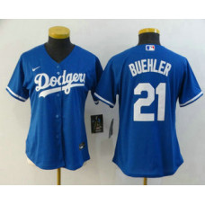 Women's Los Angeles Dodgers #21 Walker Buehler Blue Stitched Cool Base Jersey