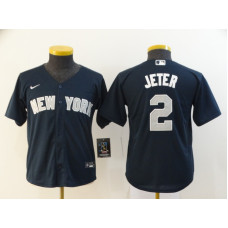Youth New York Yankees #2 Derek Jeter Navy Blue Stitched Cool Base Jersey