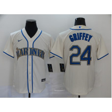 Seattle Mariners #24 Ken Griffey Jr. Cream Stitched Cool Base Jersey