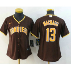 Women's San Diego Padres #13 Manny Machado Brown Stitched Cool Base Jersey