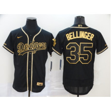Los Angeles Dodgers #35 Cody Bellinger Black With Gold Stitched Flex Base Jersey