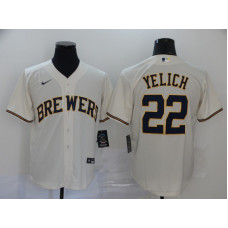 Milwaukee Brewers #22 Christian Yelich Cream Stitched Cool Base Jersey