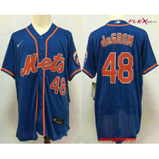 New York Mets #48 Jacob deGrom Blue Stitched Flex Base Jersey