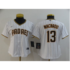 Women's San Diego Padres #13 Manny Machado White Stitched Cool Base Jersey