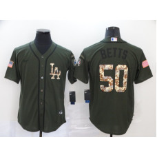 Los Angeles Dodgers #50 Mookie Betts Green Salute To Service Stitched Cool Base Jersey