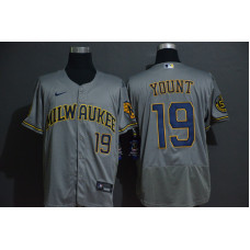 Milwaukee Brewers #19 Robin Yount Gray Stitched Flex Base Jersey