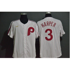 Philadelphia Phillies #3 Bryce Harper White Pinstripe Cool Base Cooperstown Collection Jersey