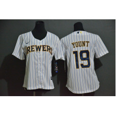 Women's Milwaukee Brewers #19 Robin Yount White Stitched Cool Base Jersey