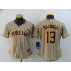 Women's San Diego Padres #13 Manny Machado Gray Stitched Cool Base Jersey