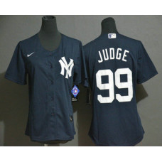 Women's New York Yankees #99 Aaron Judge Navy Blue White Number Stitched Cool Base Jersey