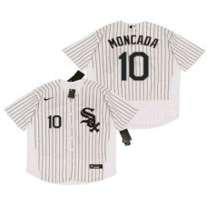 Chicago White Sox #10 Yoan Moncada White Pinstripe Stitched Flex Base Jersey
