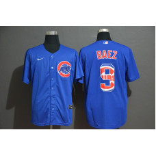Chicago Cubs #9 Javier Baez Blue Team Logo Stitched Cool Base Jersey