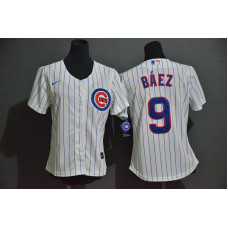 Women's Chicago Cubs #9 Javier Baez White Stitched Cool Base Jersey