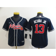 Youth Atlanta Braves #13 Ronald Acuna Jr. Navy Blue Stitched Cool Base Jersey