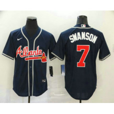 Atlanta Braves #7 Dansby Swanson Navy Blue Stitched Cool Base Jersey